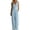 Light Blue, variant on Conairie Women's Solid Sleeveless V Neck Waist Tie Wide Leg Jumpsuit with Pockets Light Blue L