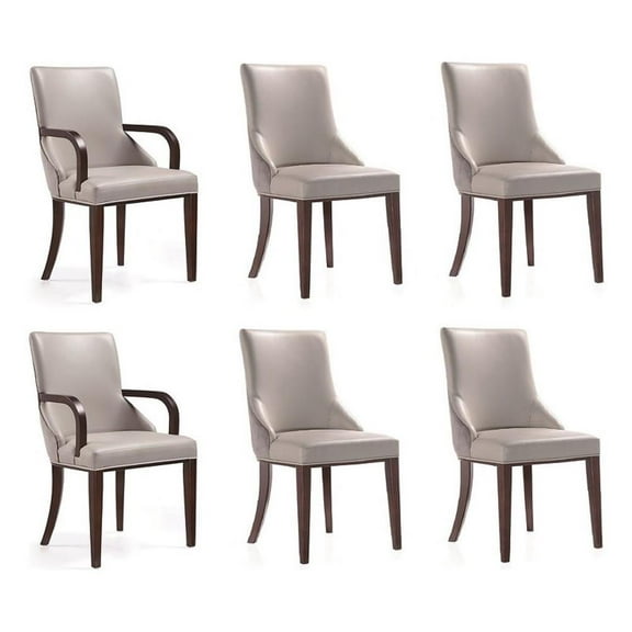 Manhattan Comfort Shubert 19.75" Faux Leather Dining Chair in Gray (Set of 6)