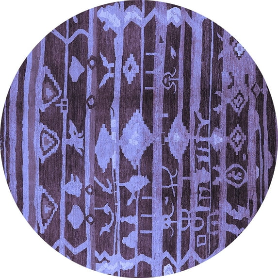 Ahgly Company Indoor Round Oriental Blue Industrial Area Rugs, 4' Round