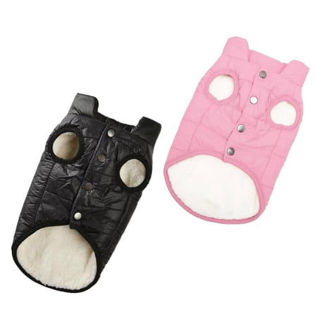2x Pet Vest Warm Dog Clothes Jacket Apparel Overcoat Clothing Black and Pink