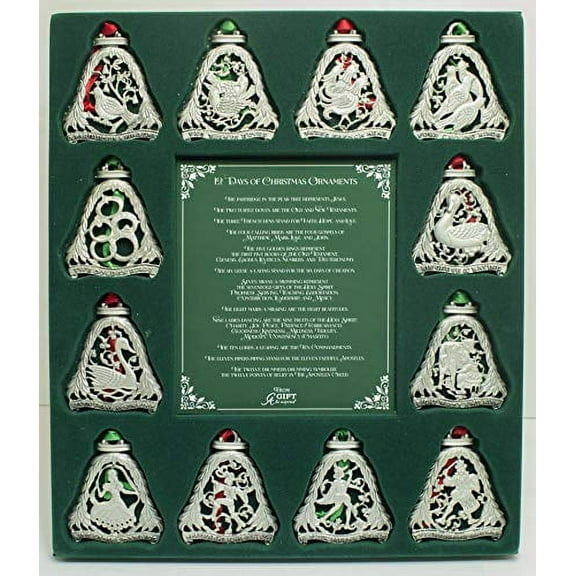 12 Days of Christmas Ornament Set, Set of 12 Metal Ornaments, 3 1/8-Inches, by Abbey & CA Gift$$Home Decor, Kitchen, & Other