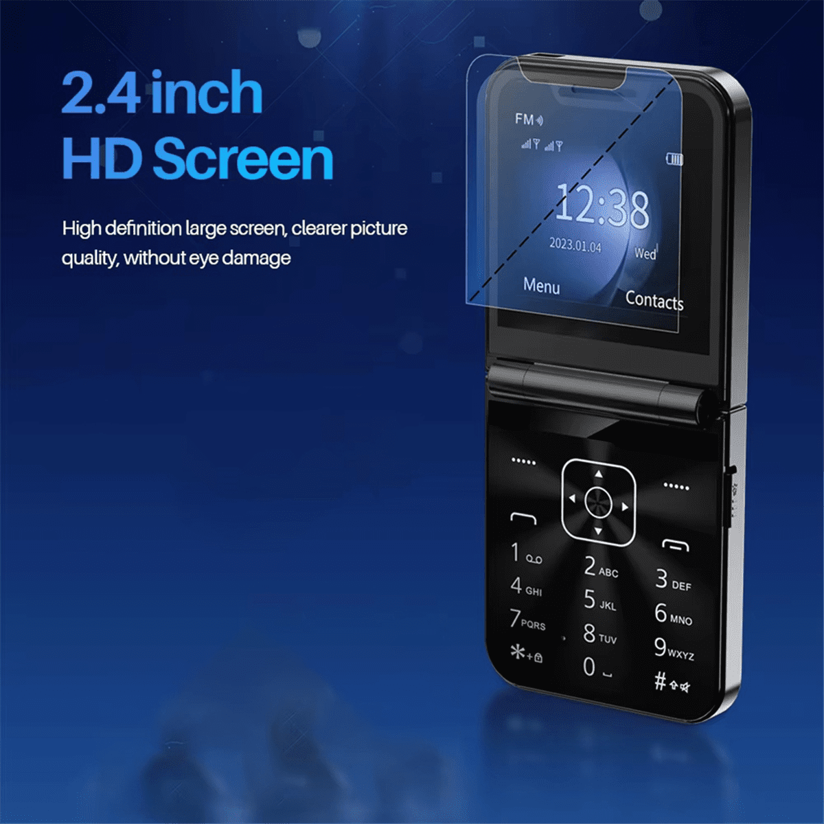 A50 Pro Flip Phone Dual SIM Card GSM Automatic Call Recording 2.4 Inch Screen Foldable Mobile Phones Type-C Gold,1 * Phone,Gold