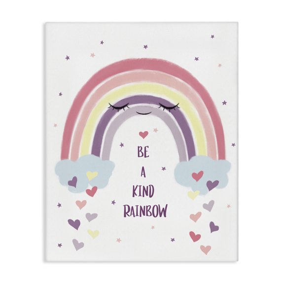 Stupell Industries Contemporary Be A Kind Rainbow with Hearts Canvas Art, 16 x 20, by Ziwei Li