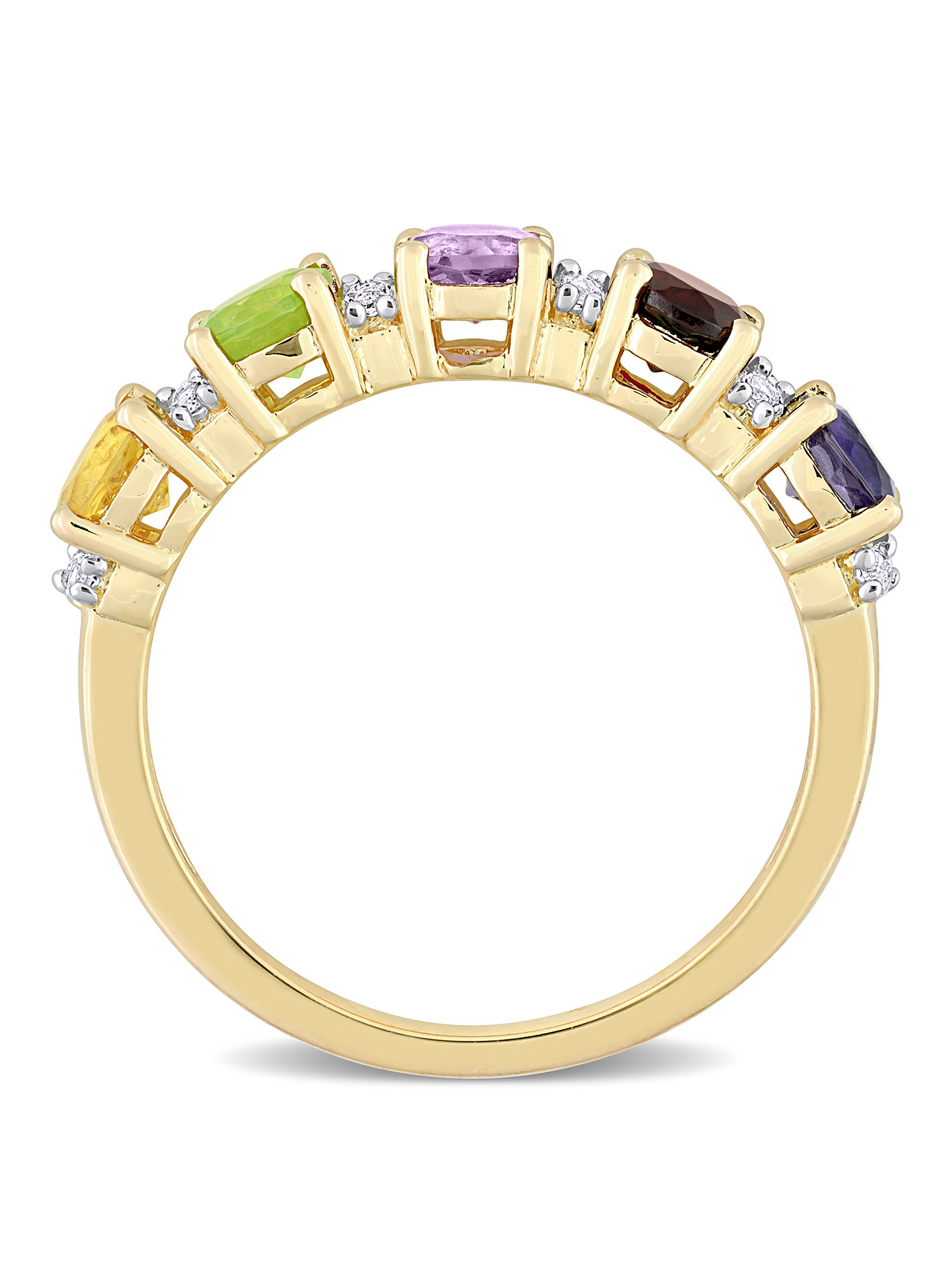 Everly Women's Topaz and Amethyst Iolite Garnet Citrine Peridot Yellow Gold Plated Ring