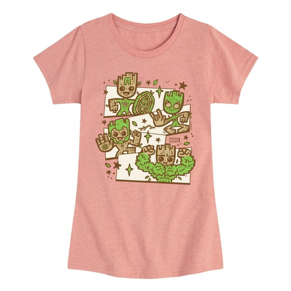 Marvel Guardians of the Galaxy - Groot Characters - Toddler And Youth Girls Fitted Short Sleeve Graphic T-Shirt