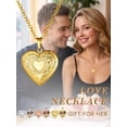 thumbnail image 5 of KeyStyle Heart Locket Necklace for Women 14K Gold Plated Personalized Photo Necklaces with Picture Inside Christmas Jewelry Gifts, 5 of 11