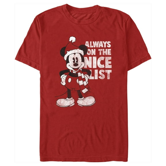 Men's Mickey & Friends Christmas Always on the Nice List Mickey Graphic Tee Red 3X Large