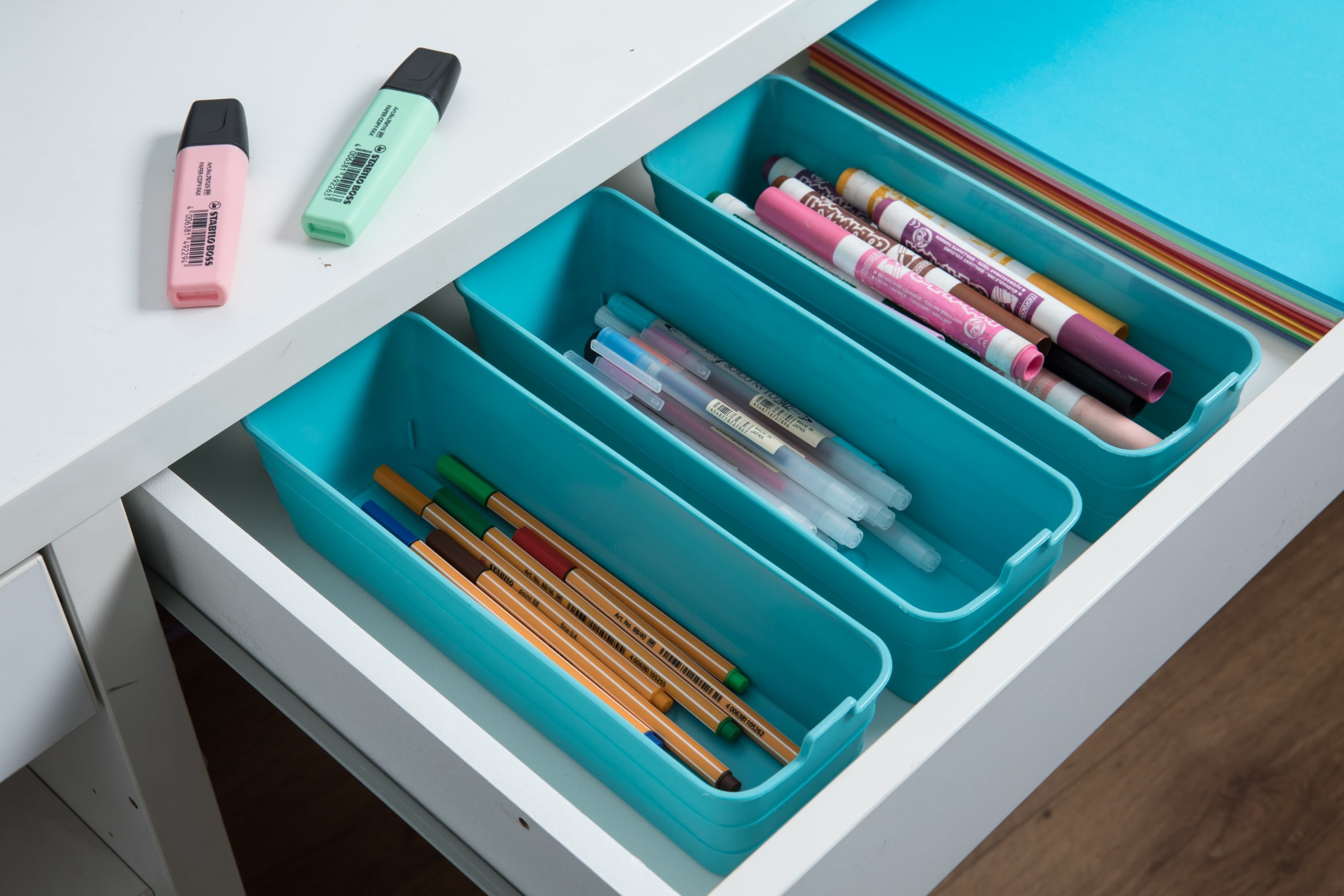 (6 pack) Mainstays 3-Pack Flexible Plastic Drawer Organizer Storage Bins, Kitchen Drawer, Desk Drawer and Bathroom Drawer Organizer Containers, Green, 10.4" x 3.2" x 2.9"