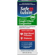 Safetussin DM Cough + Chest Congestion, Safe for Adults with High Blood Pressure & Diabetes, 8 oz