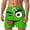 Green, variant on Men's Funny Cartoon Face Print Shorts, 3D Funny Expression Casual Summer Pants with Elastic Waist,Purple,L
