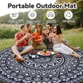 thumbnail image 7 of VUNATE Outdoor Rug 8'x8' Round Patio Rug Waterproof Woven Plastic Indoor Outdoor Mat for Picnic RV Porch Camping Reversible Lightweight Boho Outside Rug Blue and Gray, 7 of 7