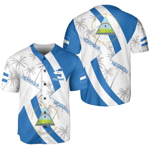 Personalized Nicaragua Baseball Jersey, Custom Nicaragua Baseball Jersey for Men & Women, Nicaraguan Camisas Shirt (S)