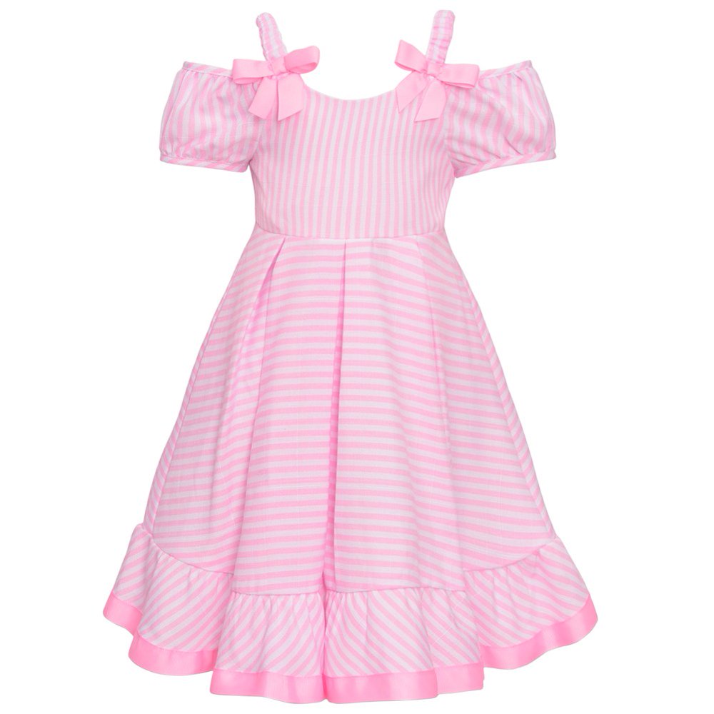Bonnie Jean Bonnie Jean Baby Girls Pink Stripe Pattern OffShoulder Easter Dress