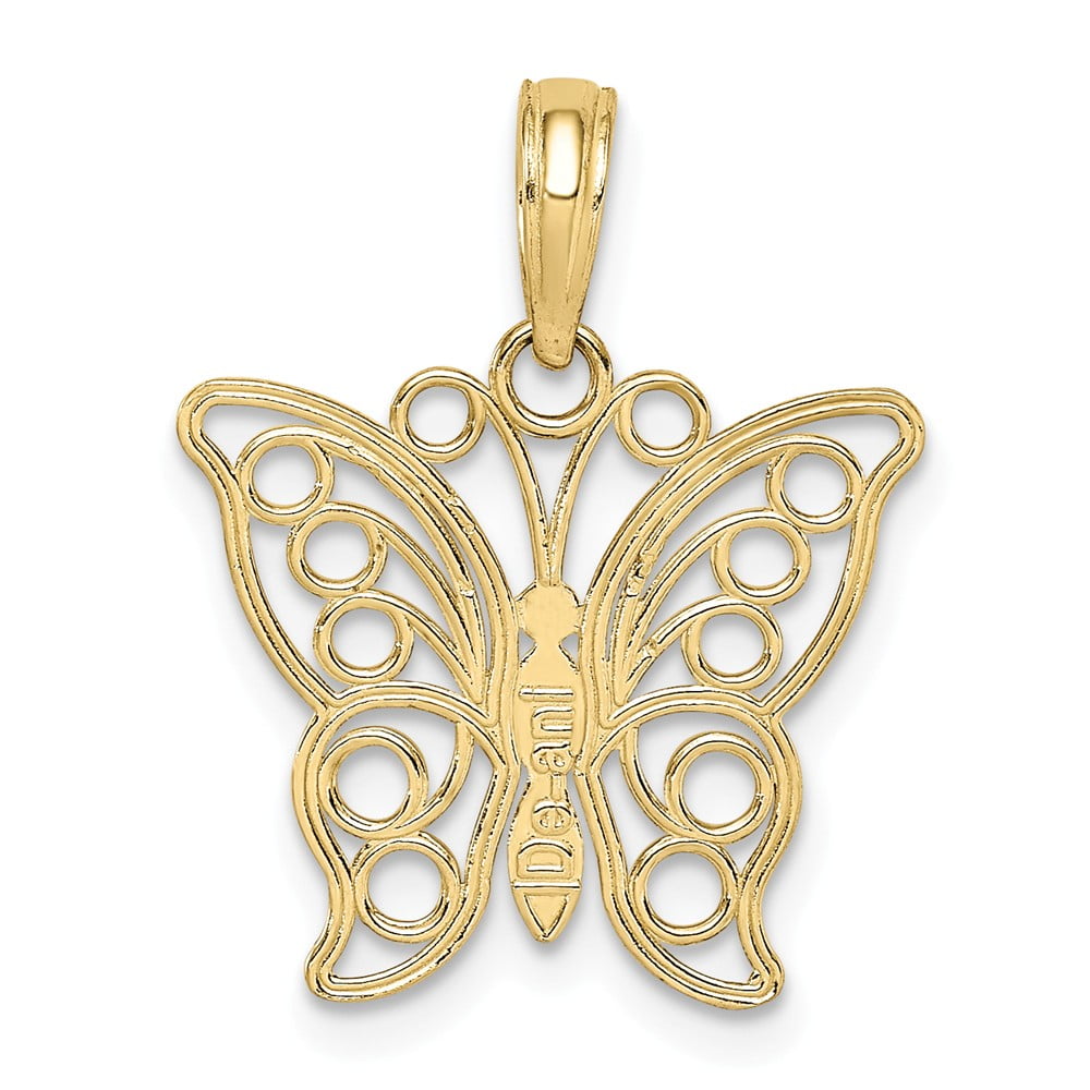 FB Jewels 14K Yellow Gold Butterfly with Filigree Wings Pendant