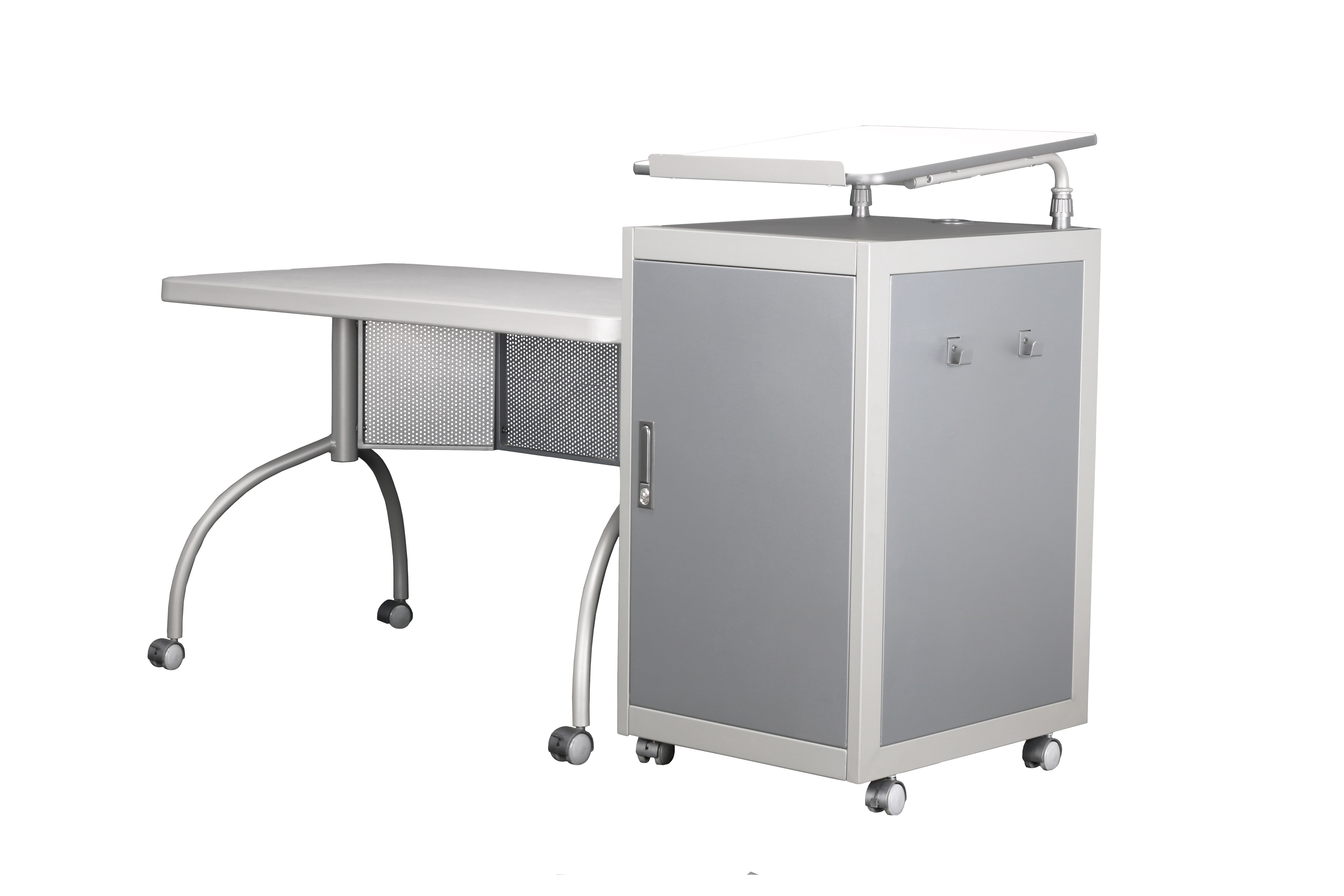 Hampden Furnishings EDU Podium Desk and Lectern Combo, Charcoal Slate and Black