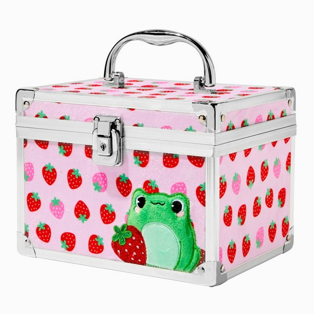 Claire's Plush Strawberry Frog Girls Keepsakes Lock Box Pink, 6L x 8W x  6H, Metal, 46758 