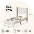 thumbnail image 6 of 4 EVER WINNER Twin Bed Frame, PU Leather Upholstered Platform Bed Frame with Diamond Tufted Headboard and Wingback, White, 6 of 7