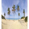 thumbnail image 3 of Nature Scene Duvet Cover Set, Panoramic View of Cuban Beach East Havana Palms and Calm Sky, Decorative 3 Piece Bedding Set with 2 Pillow Shams, Queen Size, Ceil Blue Ecru and Green, by Ambesonne, 3 of 3