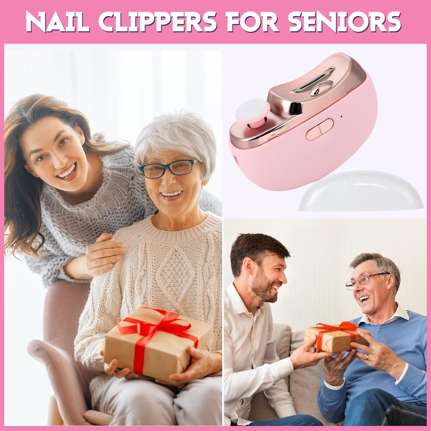 Aorsher 3 in 1 Automatic Nail Clipper with Polishing, Safe and Convenient Electric Nail Trimmer with Nail Clip Storage, 2 Speed Electric Toe Nail Clippers Nail Cutter with Light for Adults