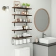 thumbnail image 2 of 3/4/5-Tier Bathroom Floating Shelves, Wall-Mounted Over-Toilet Shelves with Metal Guardrail, Multi-Purpose Wall Decor Shelves, Farmhouse-Style Toilet Paper Storage Shelves, Suitable for Bathroom, 2 of 9