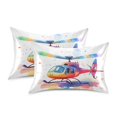 thumbnail image 2 of Haosy Satin Pillowcase for Hair and Skin Standard Cooling Silk Pillow Case with Envelope Closure Colorful Helicopter 20"x30", 2 of 9