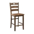 thumbnail image 3 of Benjara Lasie 5 Piece Counter Height Table Set, 4 Chairs, Slatted, Brown Solid Wood, 3 of 5