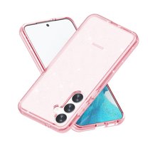 Compatible with Samsung Galaxy S24 Case, Clear Glitter Soft TPU Shockproof Protective Bumper Cover, Sparkle Bling Sparkly Cute Slim Women Girls Phone Case for Samsung S24, Pink