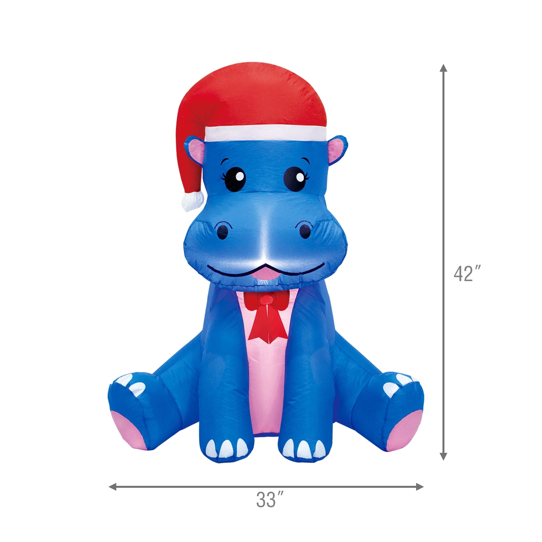 Blue and Pink Hippo Christmas Airblown Yard Inflatable, 3.5', by Holiday Time