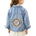thumbnail image 2 of DJDLJWCJ Girls Stretch Denim Jacket (18M-12Y) Soft Distressed Jean Coat with Roll-Up Sleeves Cute Fall Winter Jacket for Toddler Kids Blue Size 18, 2 of 10