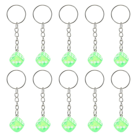 Uxcell 10 Pcs Lucky Dice Keychain Charm, Resin 3D Cube Square Mini Dice Keyrings with Pendants for Bag, Wallet, Purse, Car, Cellphone Accessories, Grass Green