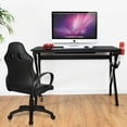 thumbnail image 3 of Topbuy K-Shape Gaming Desk Computer PC E-Sports Table w/ Cup Holder Hook Black, 3 of 10