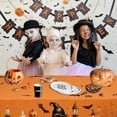 thumbnail image 3 of Halloween Tablecloth Rectangle, Pumpkin Ghost Spider Web Orange Table Cloths, Halloween Table Cover for Party Picnic Dinner Decor, 60"x84", 3 of 6