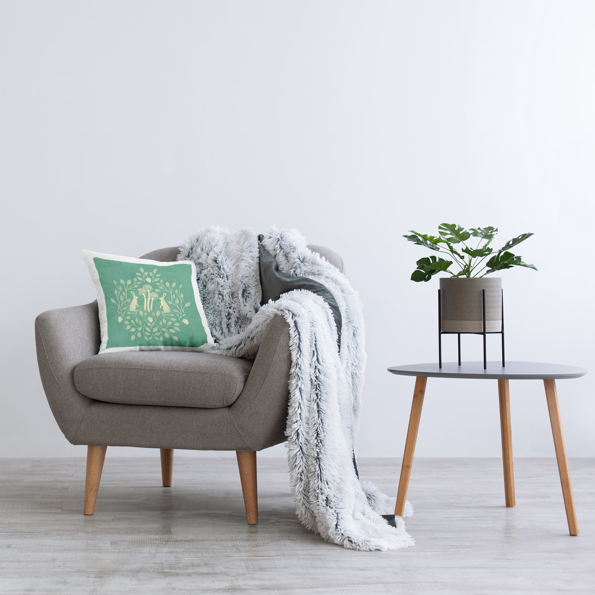 Stupell Industries Turquoise Botanical Rabbits Decorative Printed Throw Pillow Design by Katie O'Shea .
