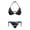 Abstract Wave Design, variant on Red Black Geometric Pattern Bathing Suit, Elastic String Bikini Swimsuit, Polyester Spandex Drawstring Bikini Set Plus Size Design