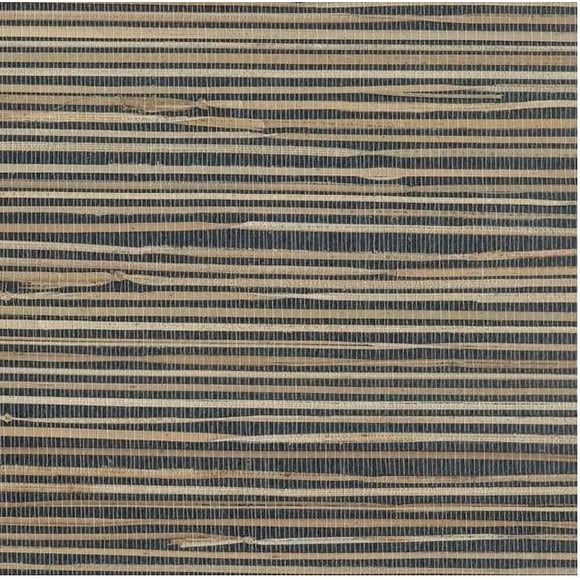 York Wallcoverings NZ0786 Grasscloth Wallpaper by River Grass, Black, Cream, Beige, Khaki, Tan