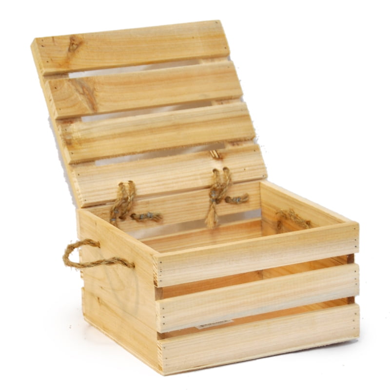Natural Wooden Crate Storage Box, Wooden Box Storage With Lid