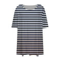 thumbnail image 6 of ZQUUVOU Women's Summer Top Plus Size Short Sleeve Solid Stripe Round Neck Front Fold Blouse White, 6 of 6