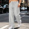 thumbnail image 2 of Mens Joggers Casual Loose Drawstring Elastic Waist Wide Leg Pants Outdoor Sport Cropped Pants with Pockets, 2 of 10
