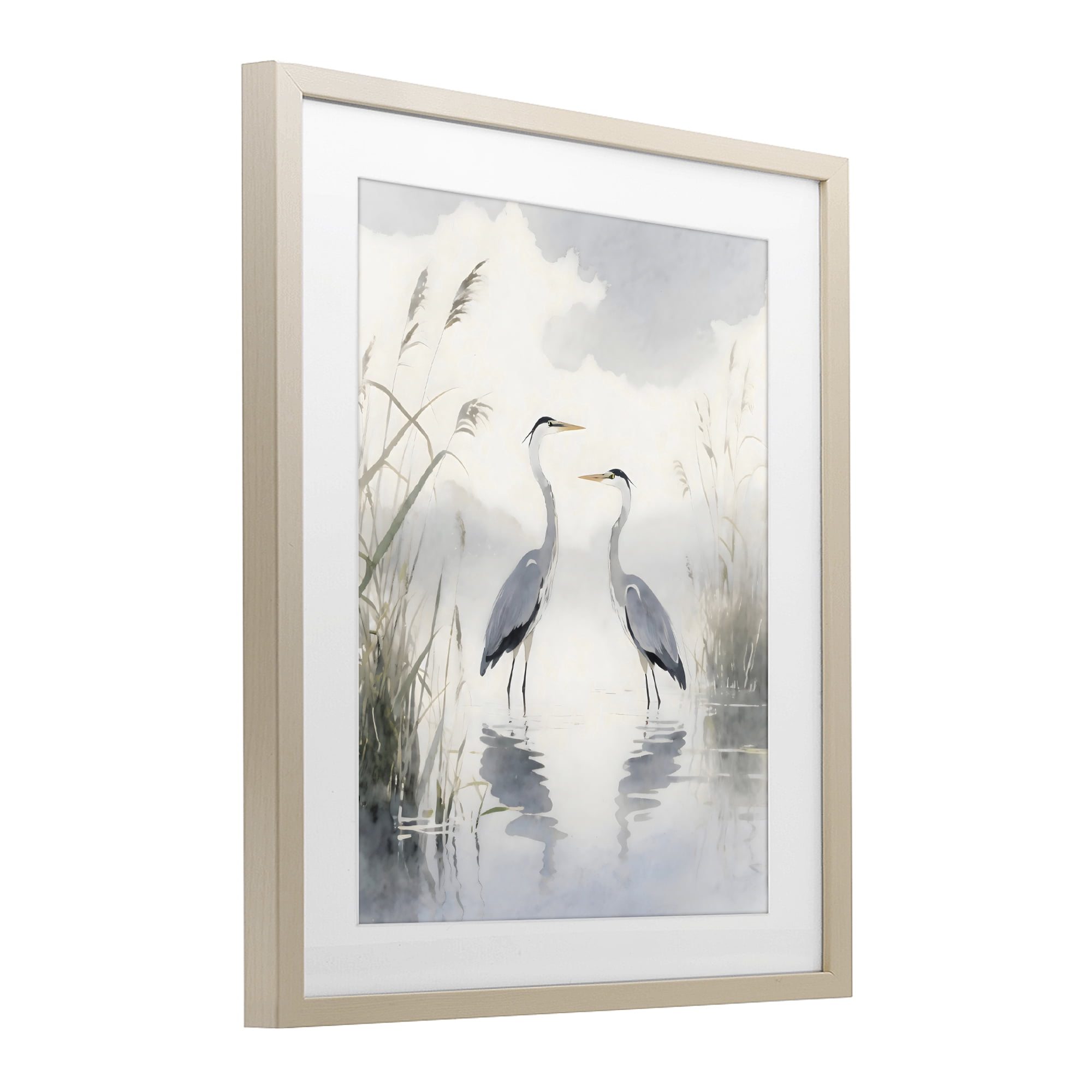 Stupell Industries Serene Wetlands Heron Reflections Birch Framed Print Under Glass, design by Creative Studio
