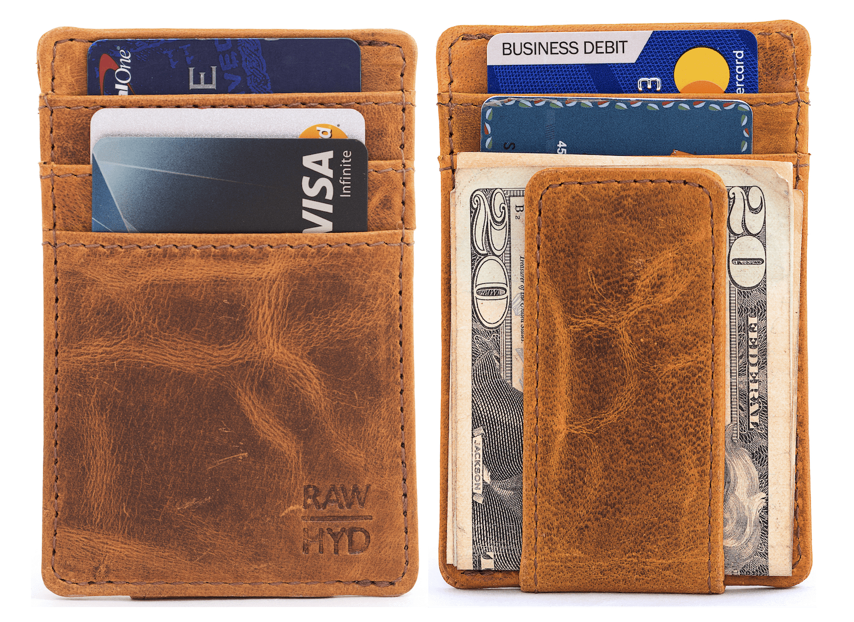 Mens Leather Magnetic Money Clip 3 Credit Card Slim Design Wallet 3x4 inches