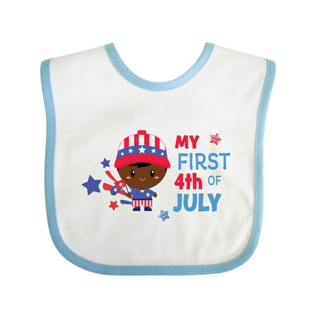 

Inktastic My First 4th of July with Black Haired Boy & Stars Gift Baby Boy Bib