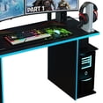 thumbnail image 5 of Madesa Large Modern Gaming Computer Desk 53 Inch with 5 Shelves Cable Management Student Study Wooden Table Home Office Gamer Desk for Kids and Adults - Black/Blue, 5 of 5