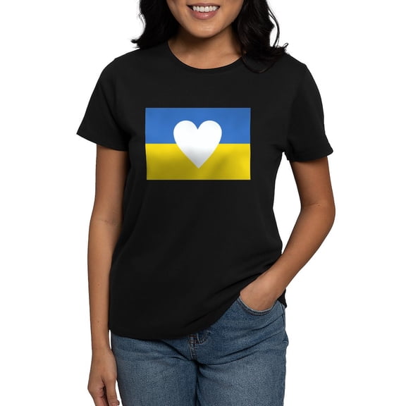 CafePress - Ukraine Heart T Shirt - Women's Traditional Fit Dark T-Shirt