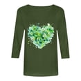 thumbnail image 6 of felwors Womens 3/4 Sleeve Crew Neck Valentine T Shirts Love Heart Printed Graphic Tee Tops (Dark Green, S), 6 of 7