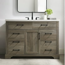 BridgePoint Home Mia 48" Single Sink Bathroom Vanity in Brown Grey Oak with White Stone Top