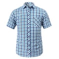 thumbnail image 2 of Hessimy Mens Plaid Short Sleeve Button Down Shirts Cotton Regular Fit Casual,Plaid(Blue,38), 2 of 4