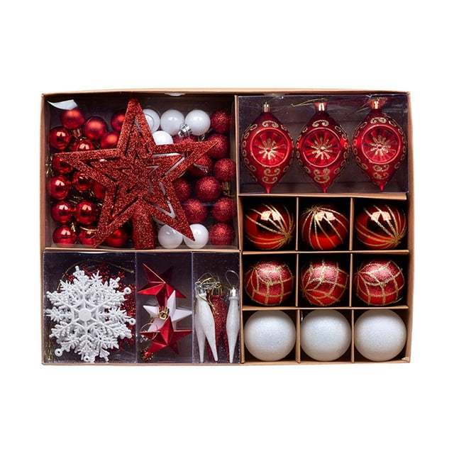 68 Uds bola de Navidad adorno rojo y blanco bola de Navidad para año Nuevo boda hogar porche amigo regalo