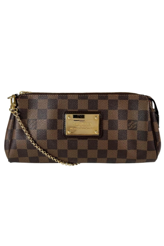 Pre-Owned LOUIS VUITTON Eva N55213 Pouch, Damier Canvas, Brown, Women's
