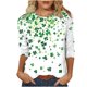 thumbnail image 3 of TaTaai Women's Fashion St. Patrick's Day Unstructured Print Loose Casual Round Neck 3/4 Sleeve T-Shirt Pullover Gift, 3 of 6