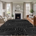 thumbnail image 2 of Black Abstract Large Area Rugs for Bedroom Living Room, Soft Non Slip Carpet Bedside Rug, Modern Geometric Minimalist Stripes Rectangular Floor Cover Kitchen Accent Rug 5'x7' for Dining Room/Office, 2 of 9